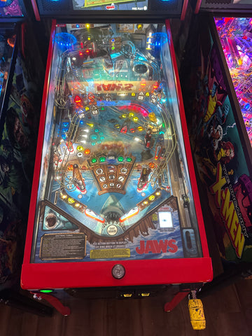 Image of Stern Pinball LOADED Jaws 50th Anniversary Pinball Machine with Stern Topper