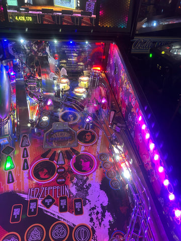 Image of Stern Pinball LOADED Led Zeppelin Premium Pinball Machine with Official Topper