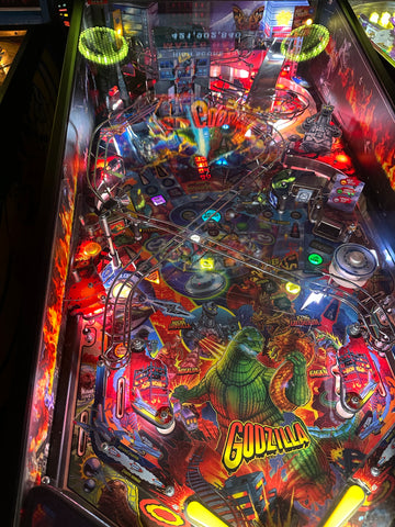 Image of Stern Pinball LOADED Godzilla Pro Pinball Machine with Stern Topper
