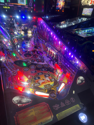 Image of Stern Pinball LOADED Led Zeppelin Premium Pinball Machine with Official Topper