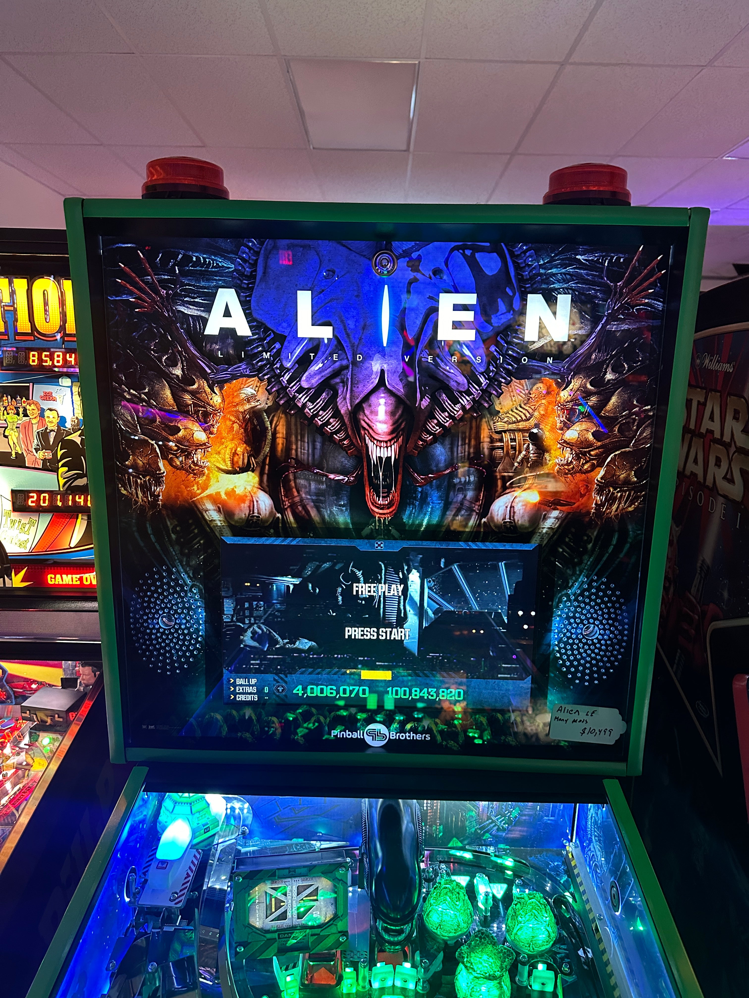 Pinball Brothers Alien Limited Version Pinball Machine