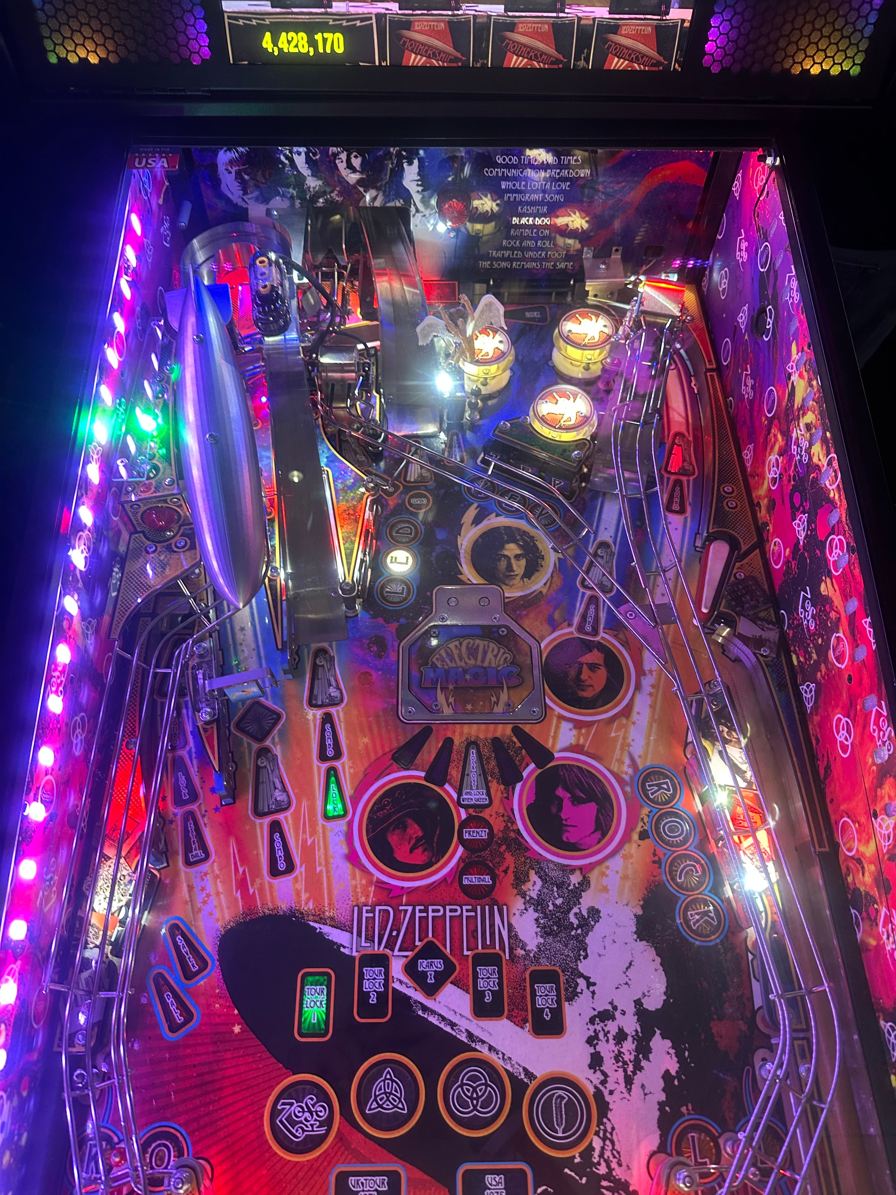 Stern Pinball LOADED Led Zeppelin Premium Pinball Machine with Official Topper