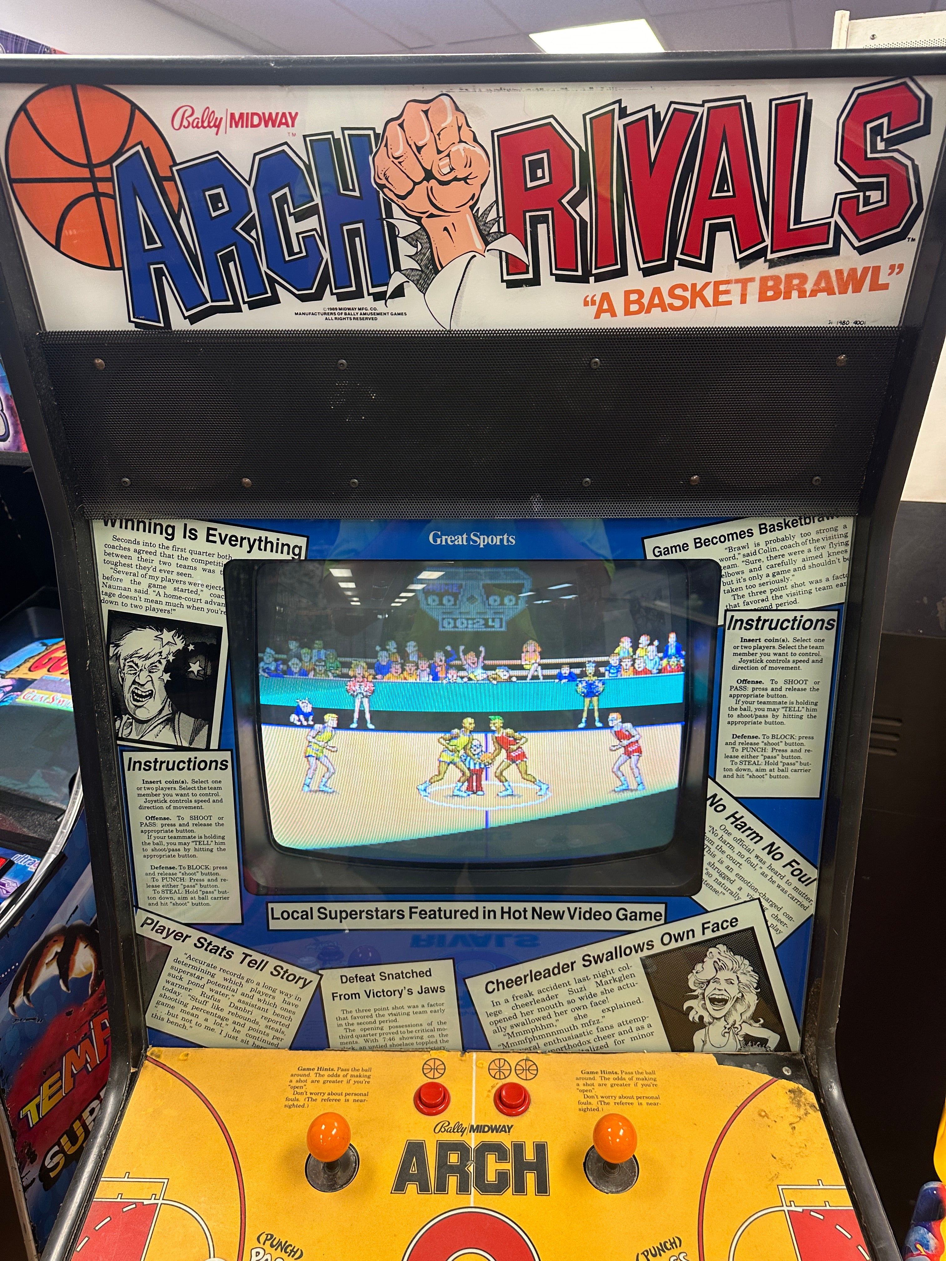 Bally Midway Arch Rivals Arcade Game