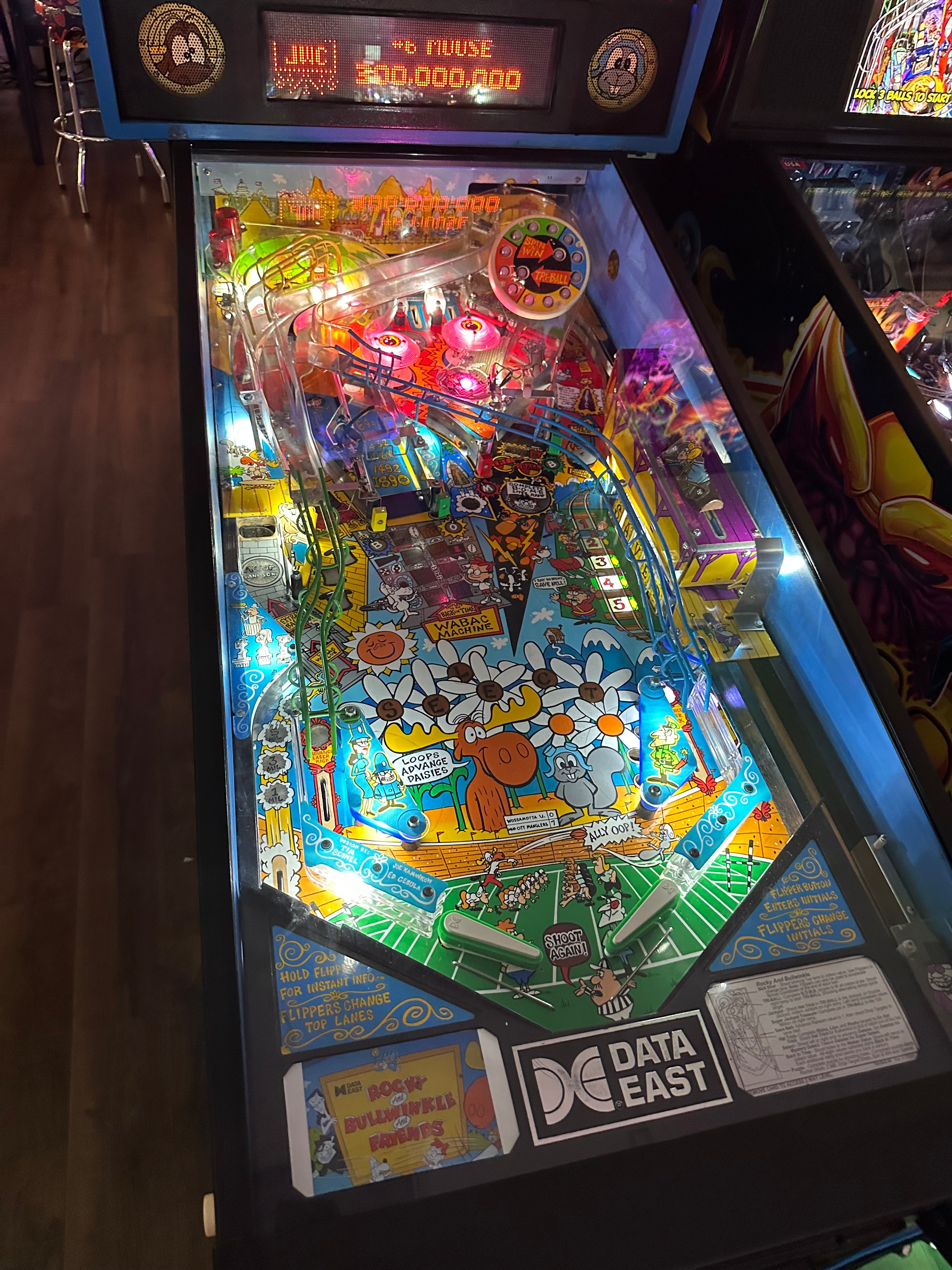 Data East The Adventures of Rocky and Bullwinkle and Friends Pinball Machine