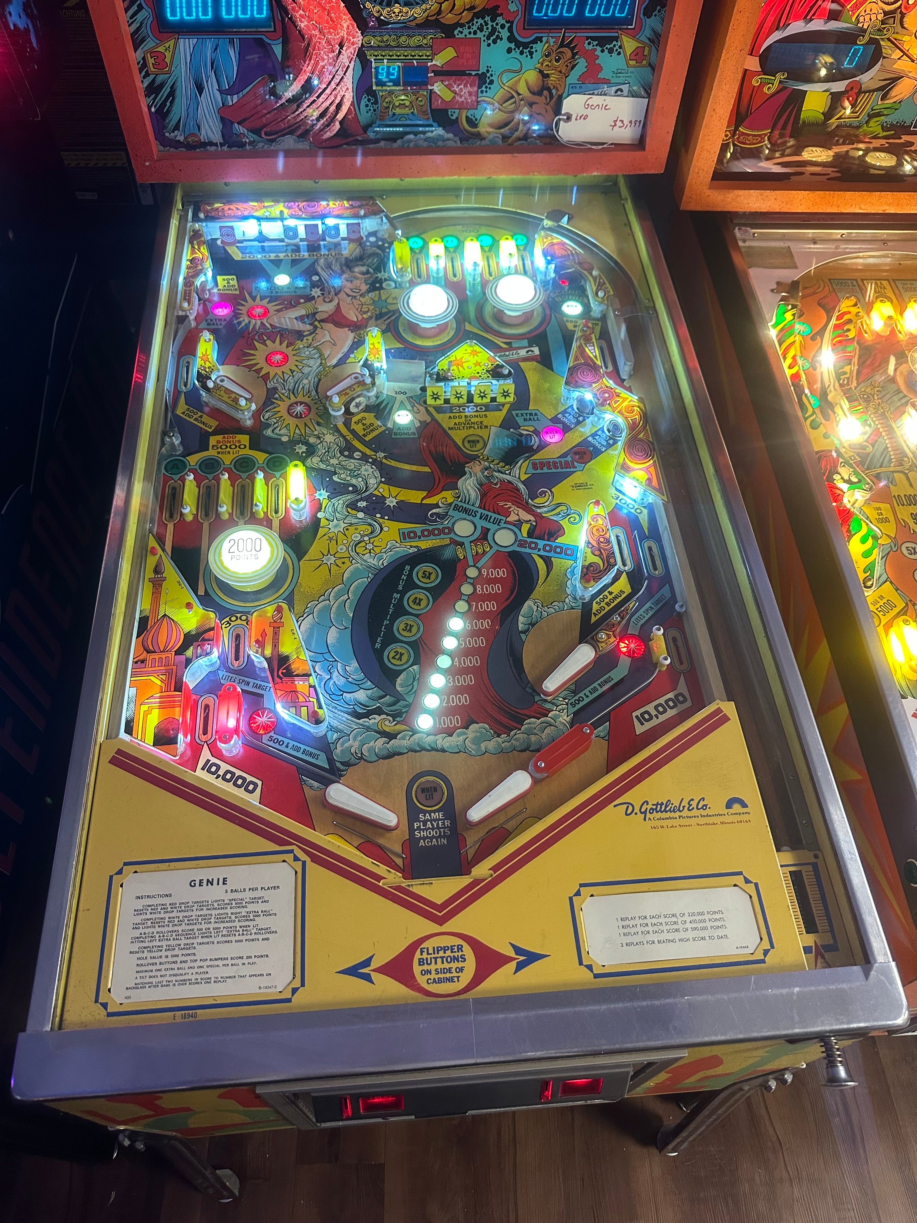 Gottlieb Genie Pinball Machine
