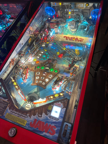 Image of Stern Pinball LOADED Jaws 50th Anniversary Pinball Machine with Stern Topper