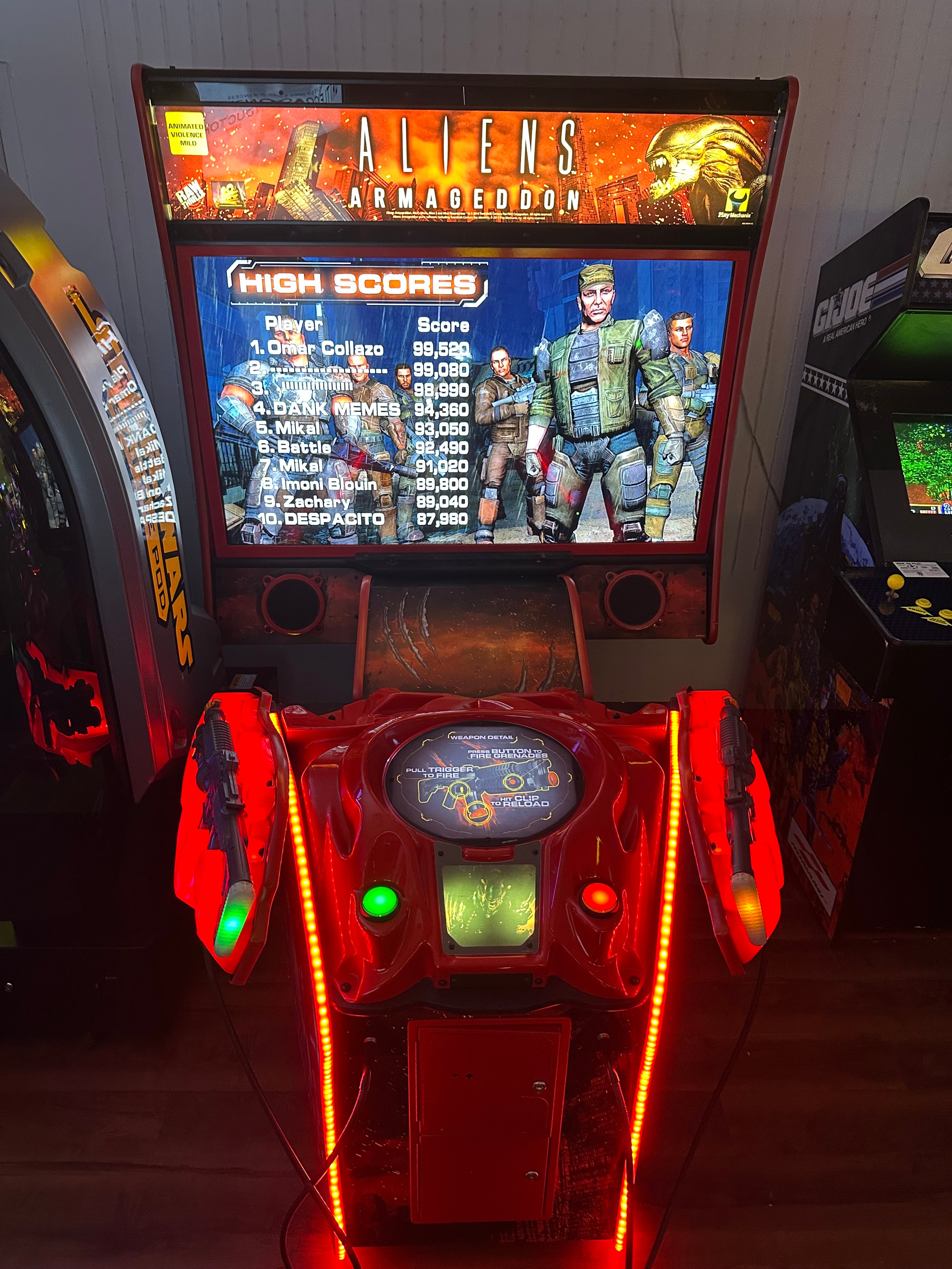Raw Thrills Aliens Armageddon Arcade Game