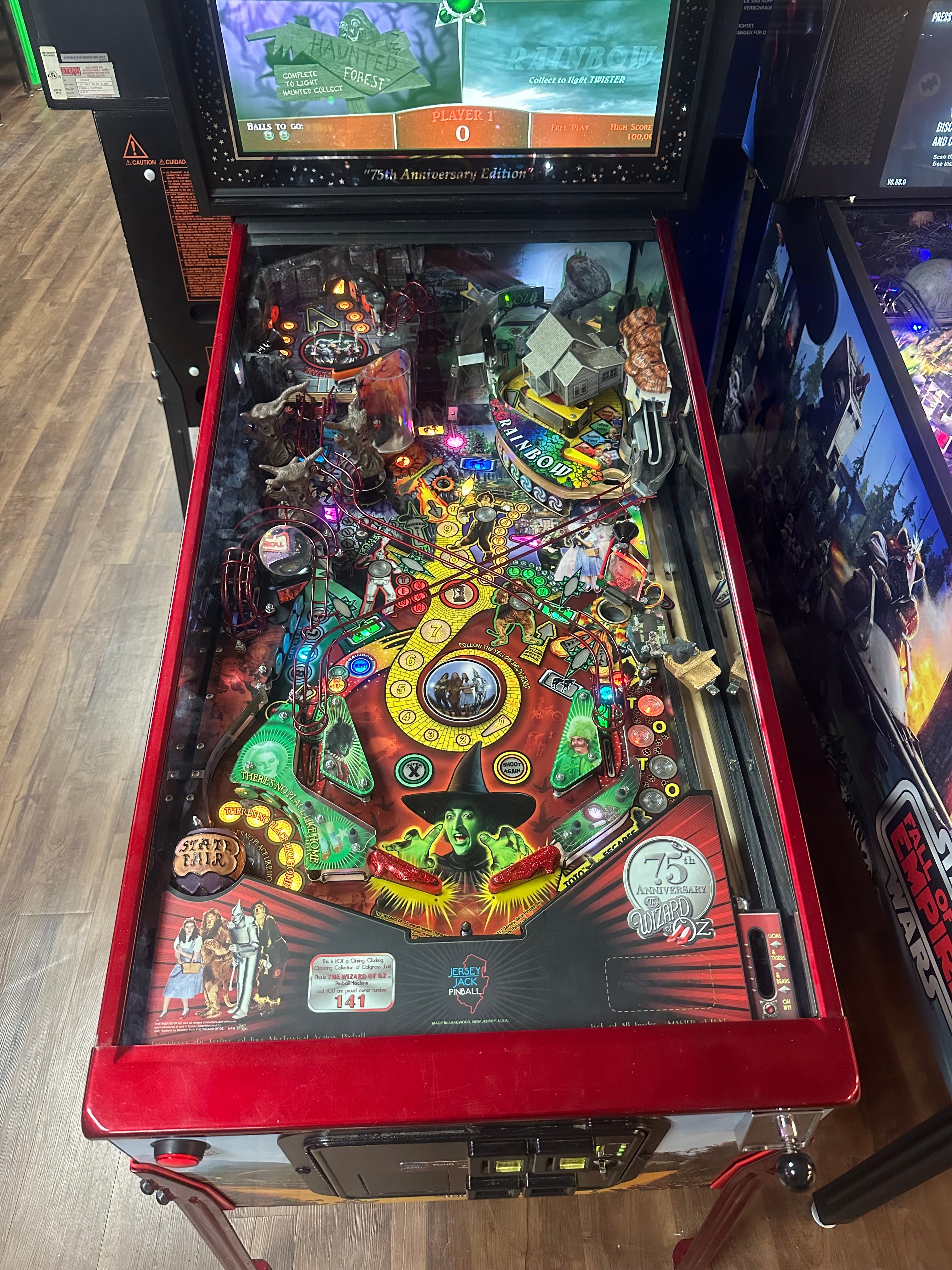 JJP Wizard of Oz 75th Anniversary Ruby Red Edition Pinball Machine