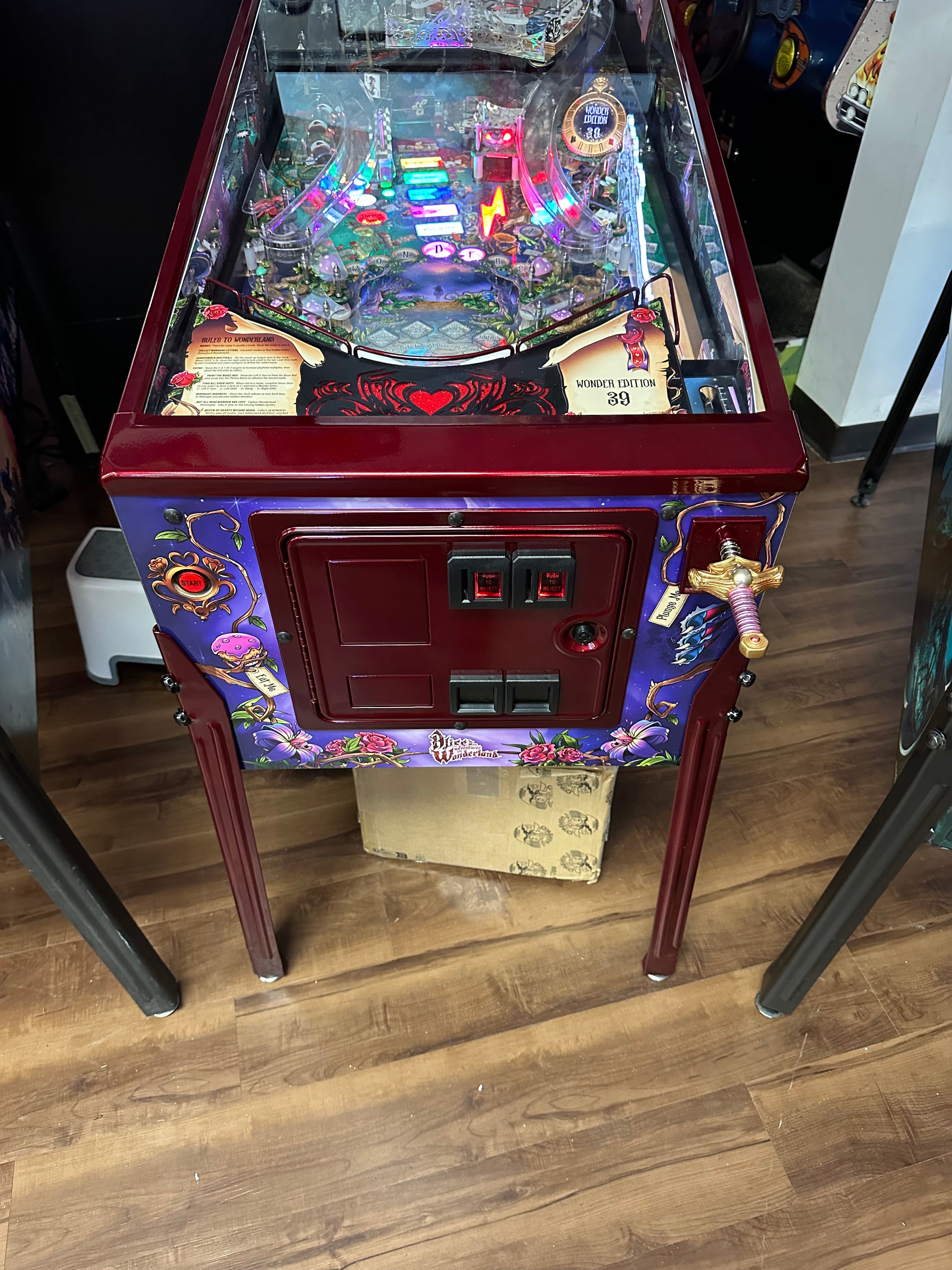 Dutch Pinball Alice's Adventures in Wonderland Pinball Machine with Topper