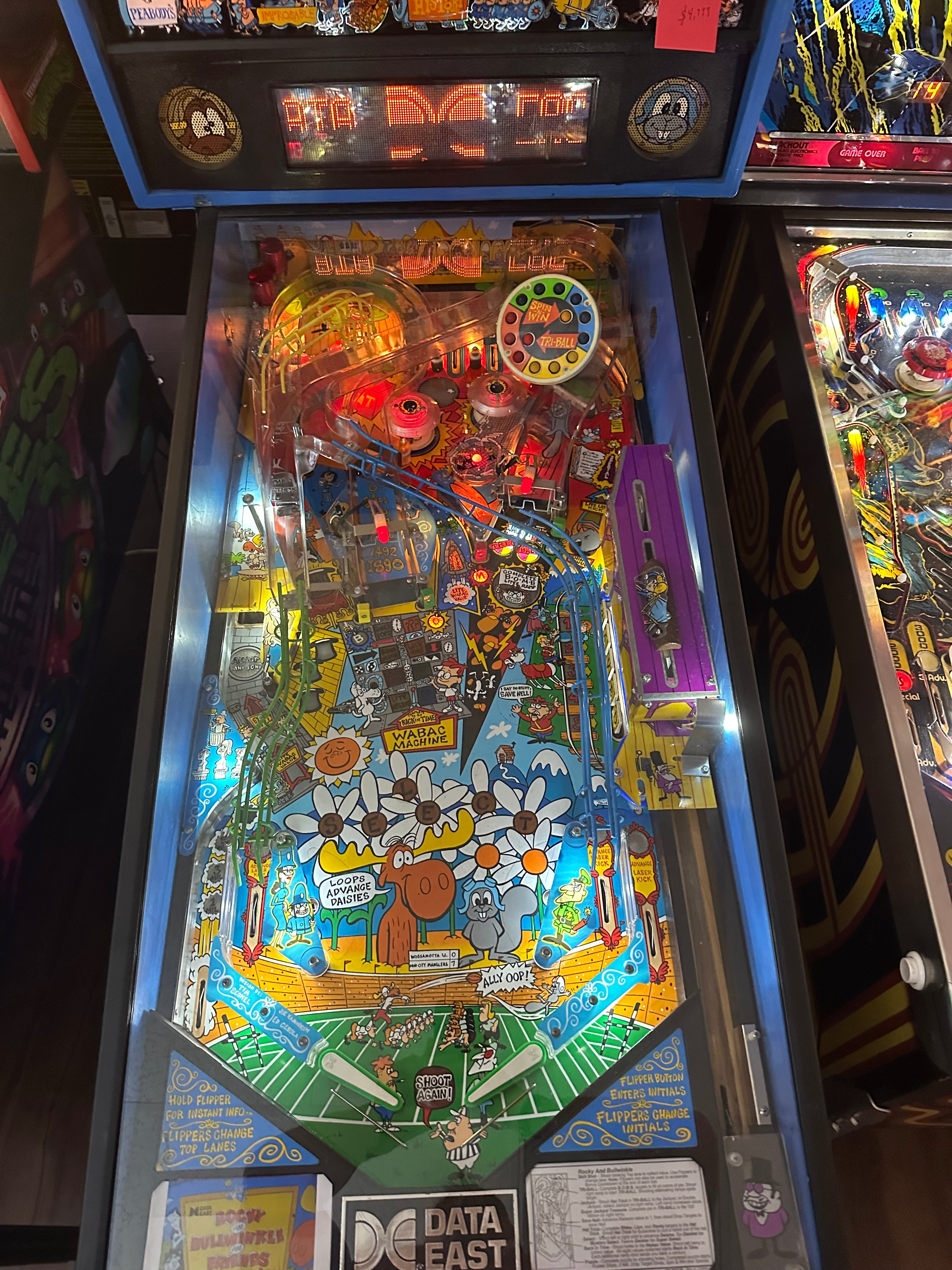 Data East The Adventures of Rocky and Bullwinkle and Friends Pinball Machine