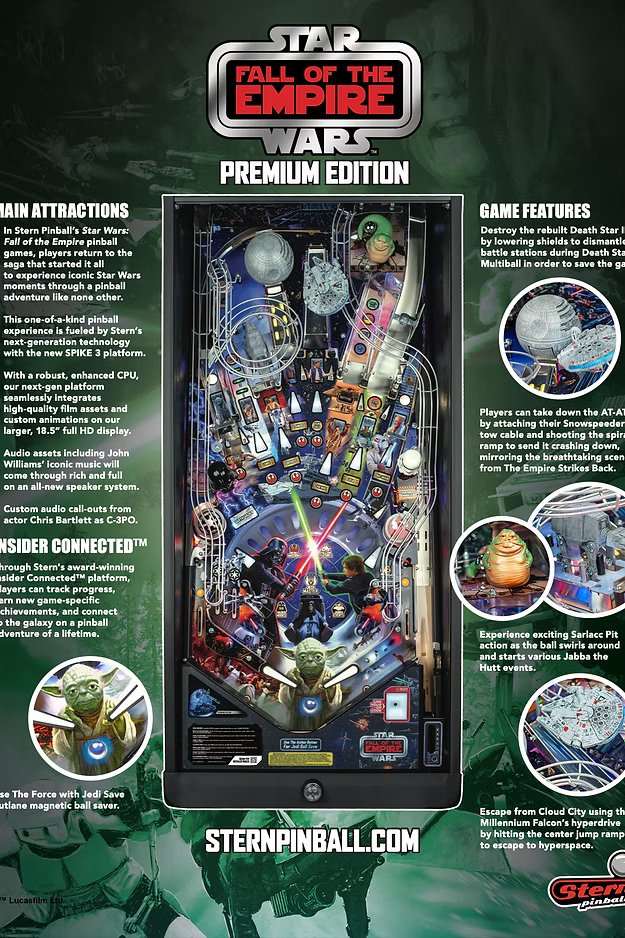Stern Pinball Star Wars: Fall of the Empire Premium Pinball Machine FREE SHIPPING