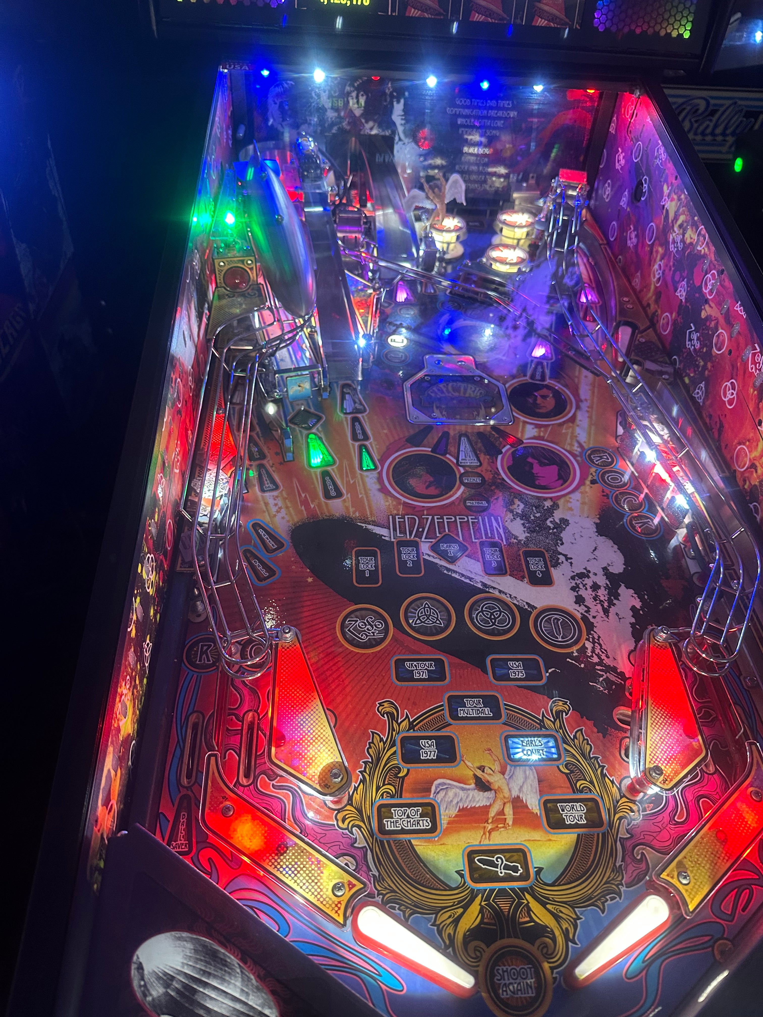 Stern Pinball LOADED Led Zeppelin Premium Pinball Machine with Official Topper