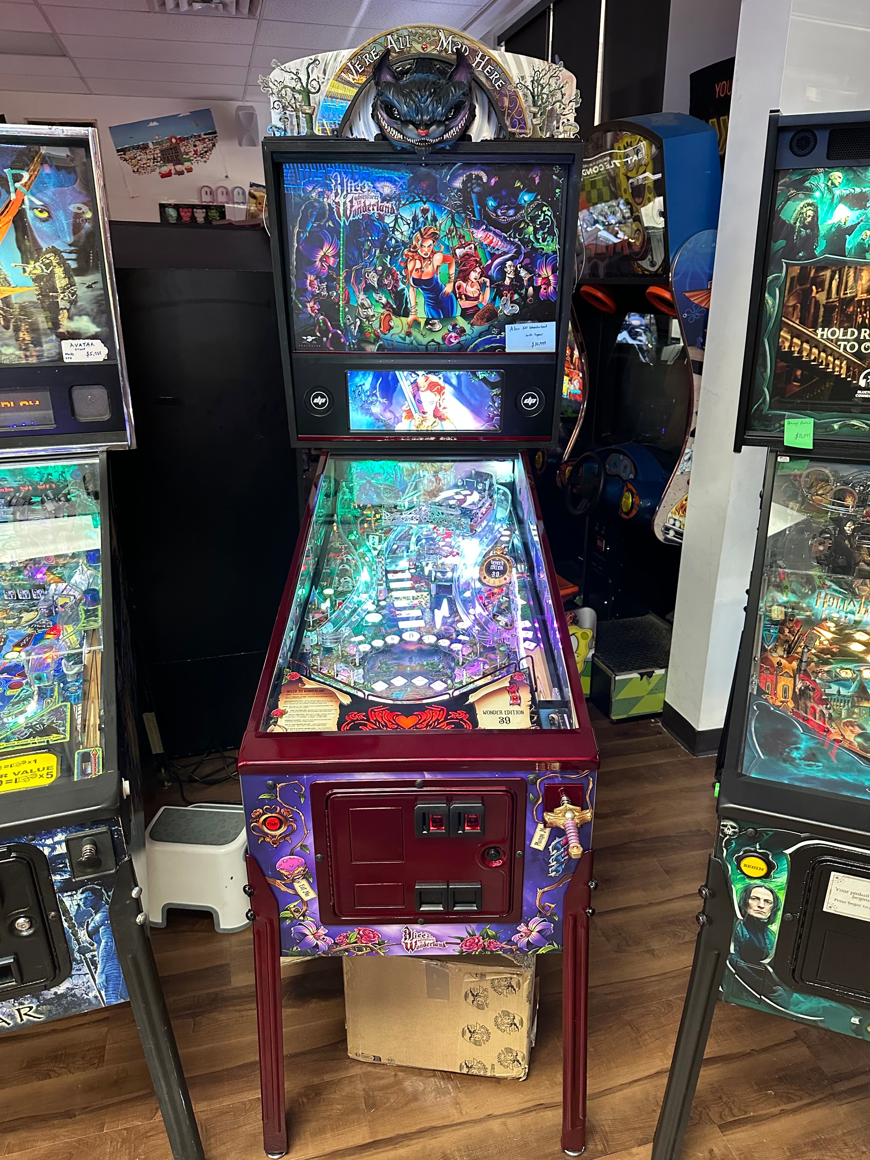 Dutch Pinball Alice's Adventures in Wonderland Pinball Machine with Topper