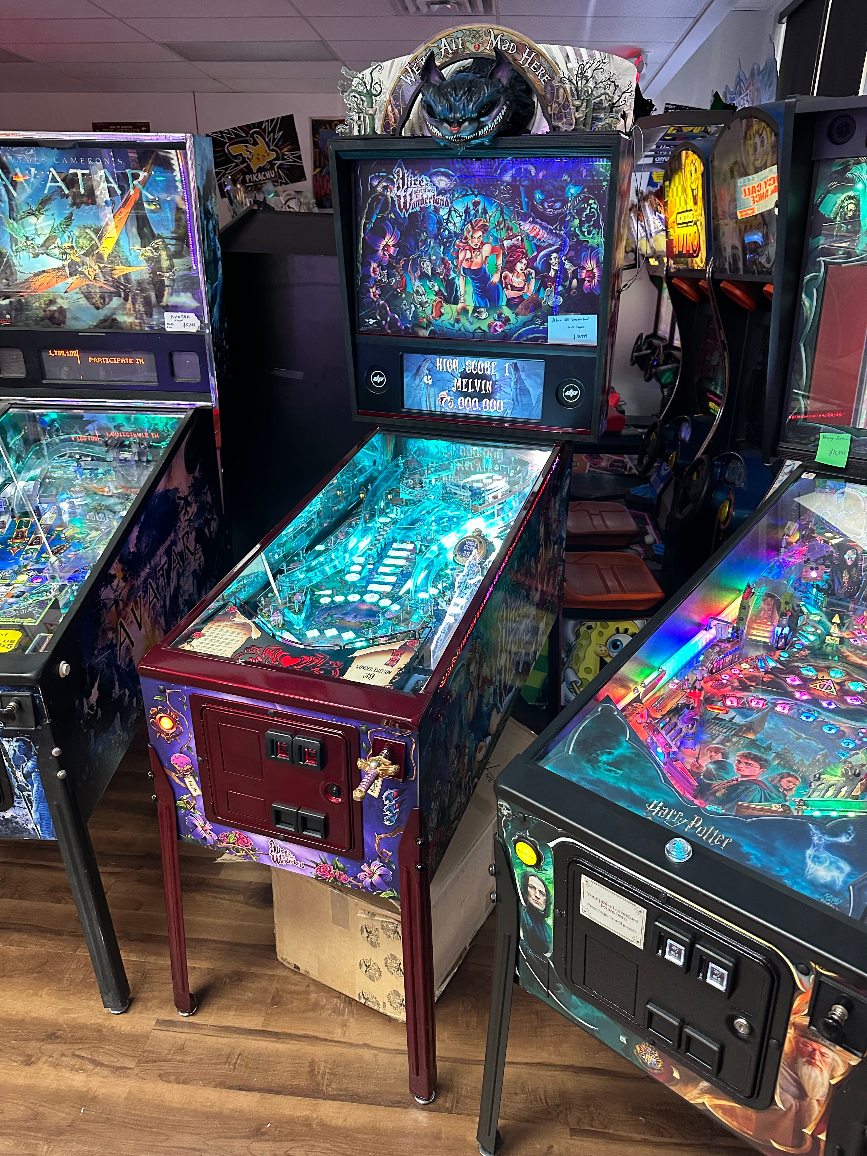 Dutch Pinball Alice's Adventures in Wonderland Pinball Machine with Topper