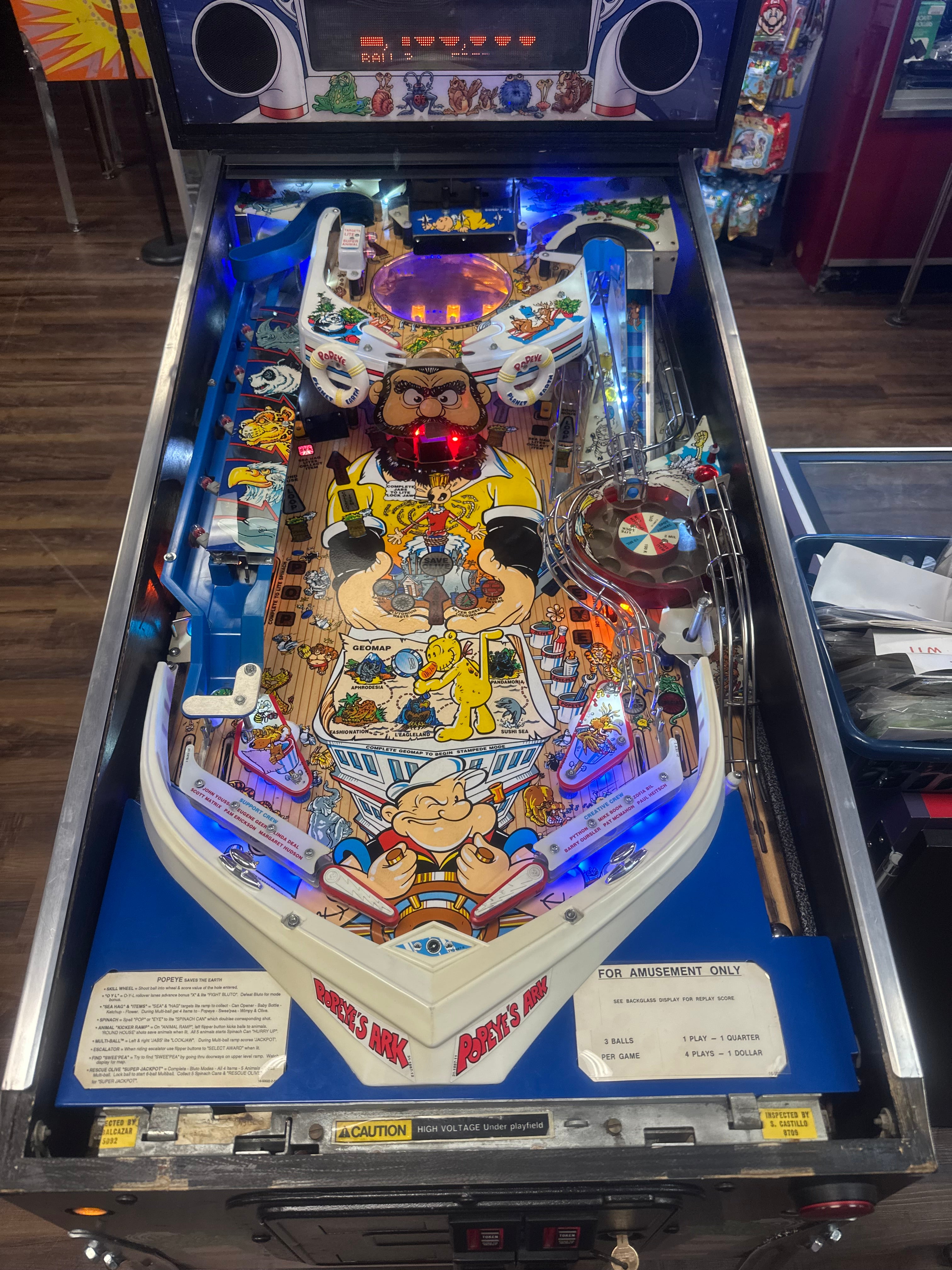 Bally Popeye Saves the Earth Pinball Machine