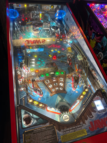 Image of Stern Pinball LOADED Jaws 50th Anniversary Pinball Machine with Stern Topper