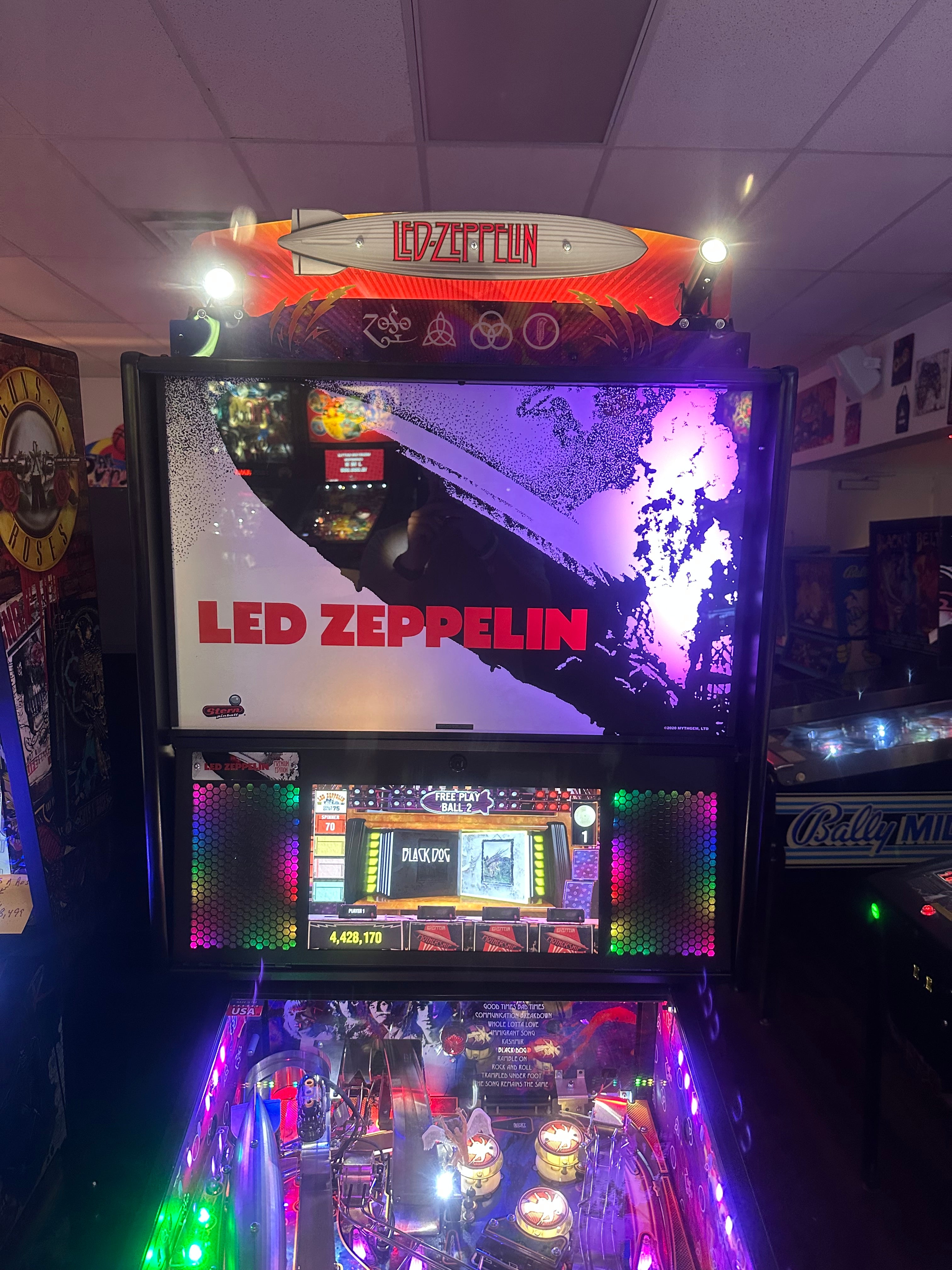 Stern Pinball LOADED Led Zeppelin Premium Pinball Machine with Official Topper