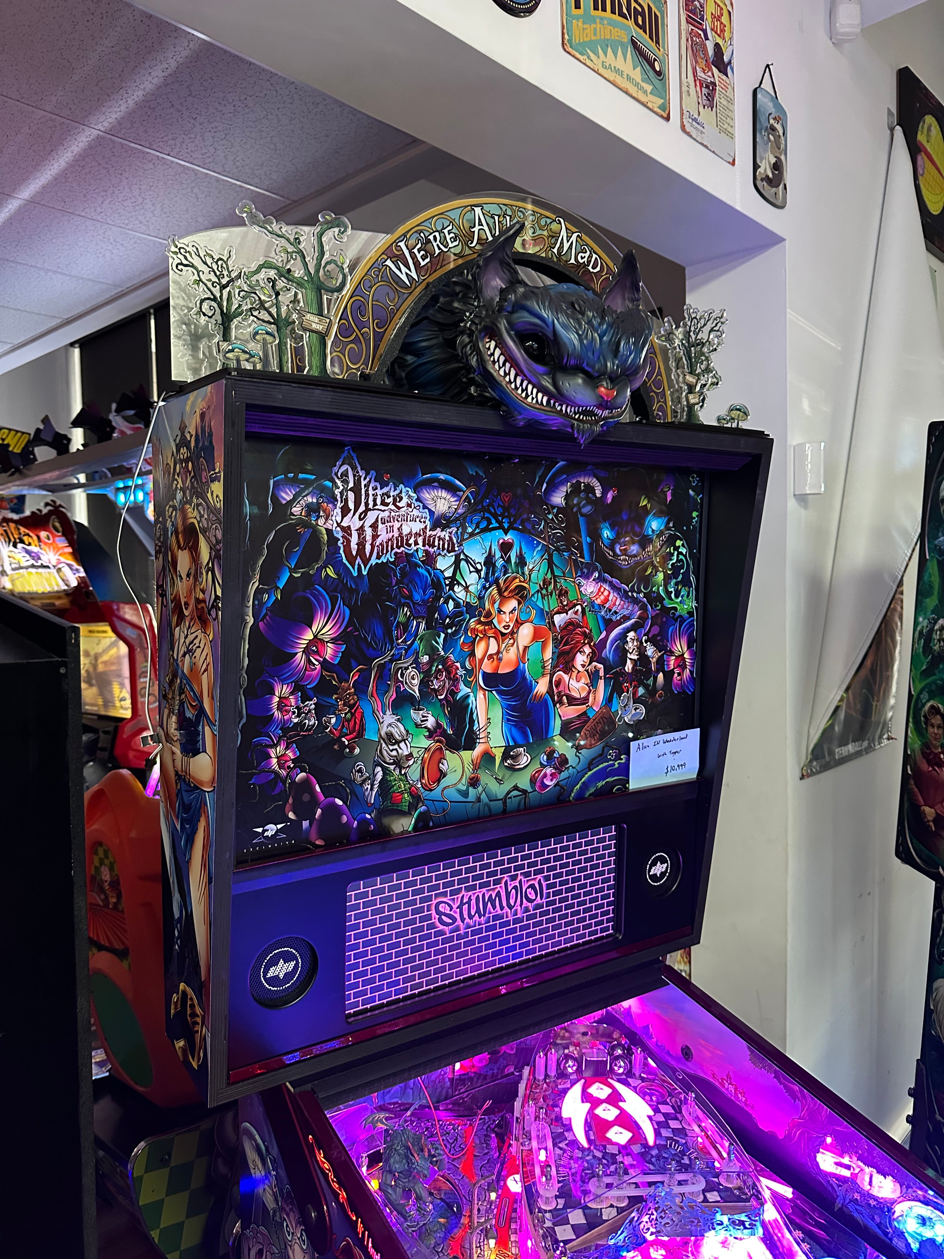 Dutch Pinball Alice's Adventures in Wonderland Pinball Machine with Topper