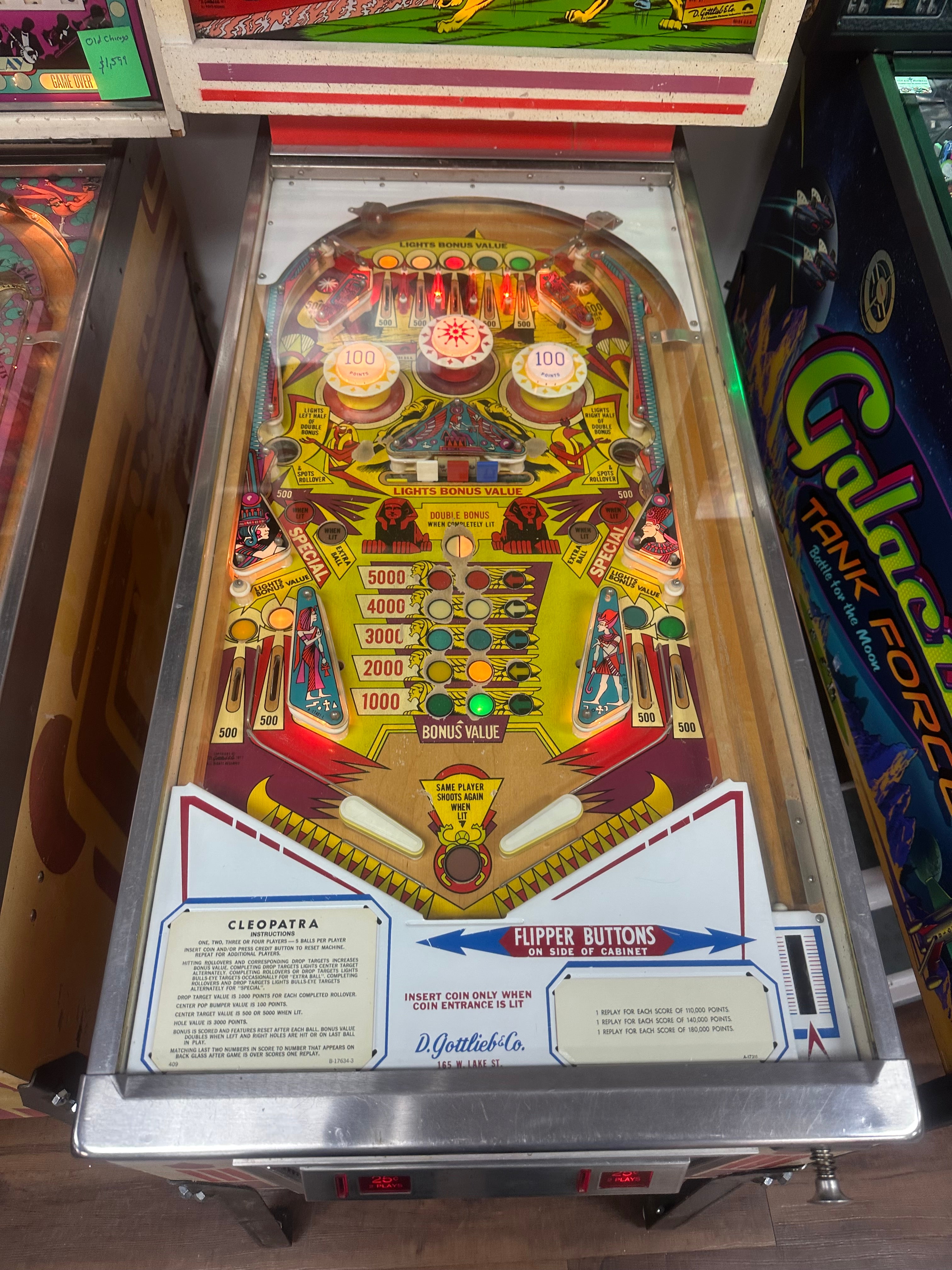 Gottlieb Cleopatra Pinball Machine