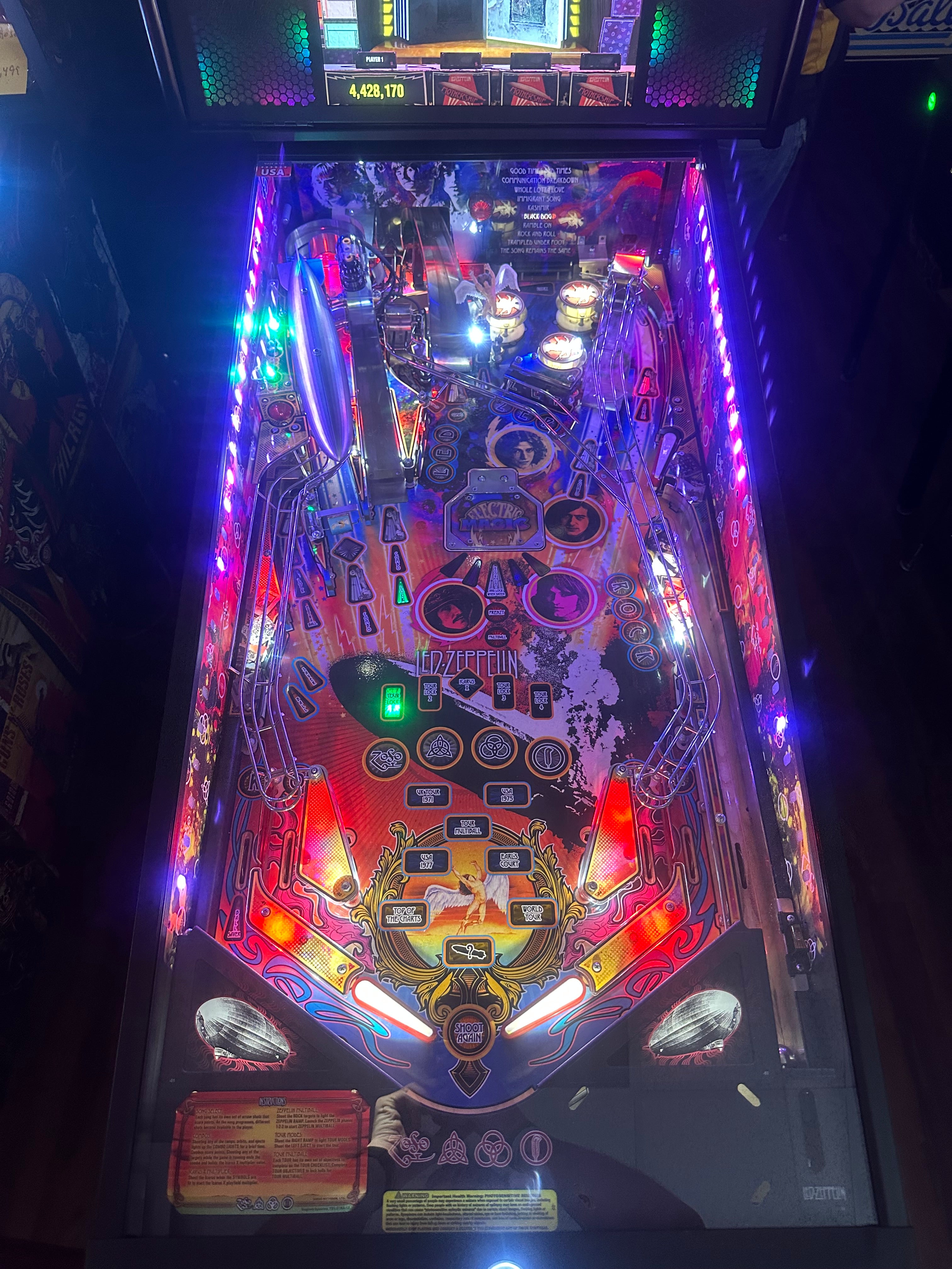 Stern Pinball LOADED Led Zeppelin Premium Pinball Machine with Official Topper