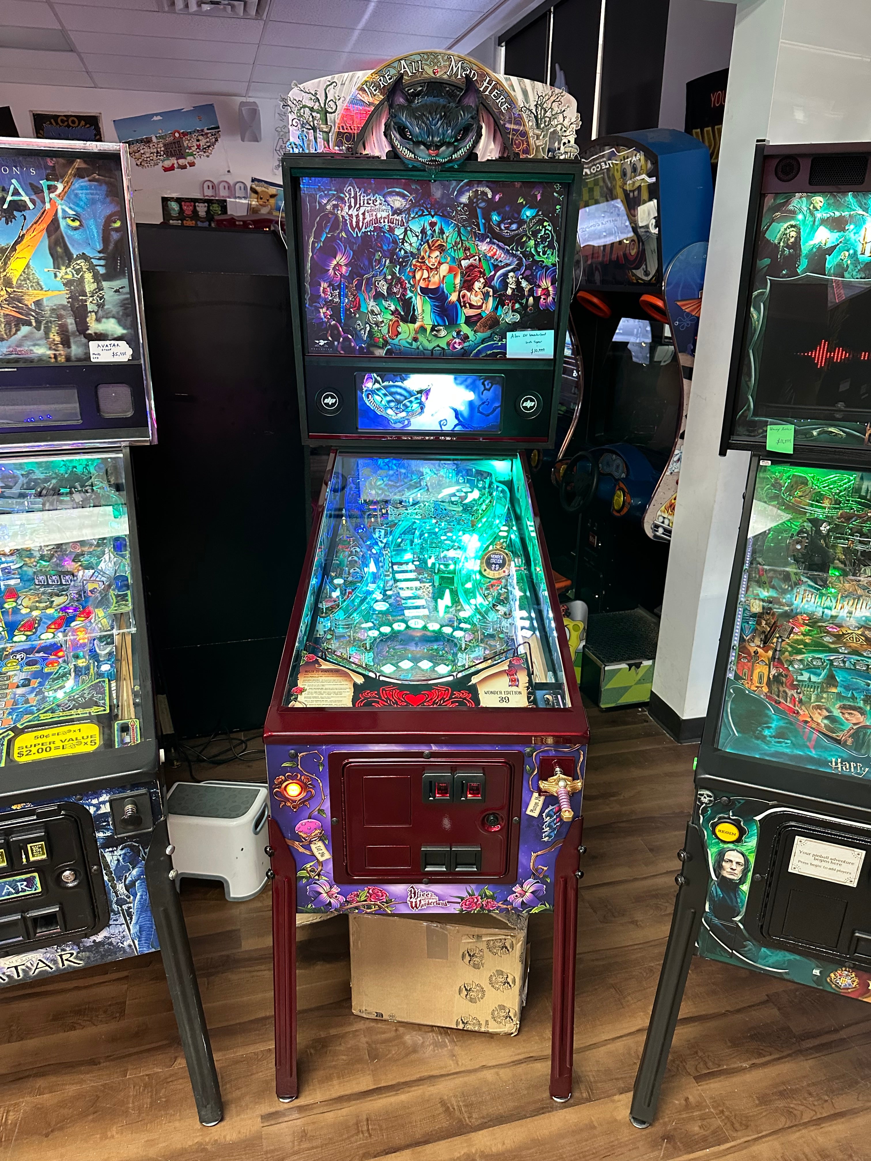 Dutch Pinball Alice's Adventures in Wonderland Pinball Machine with Topper