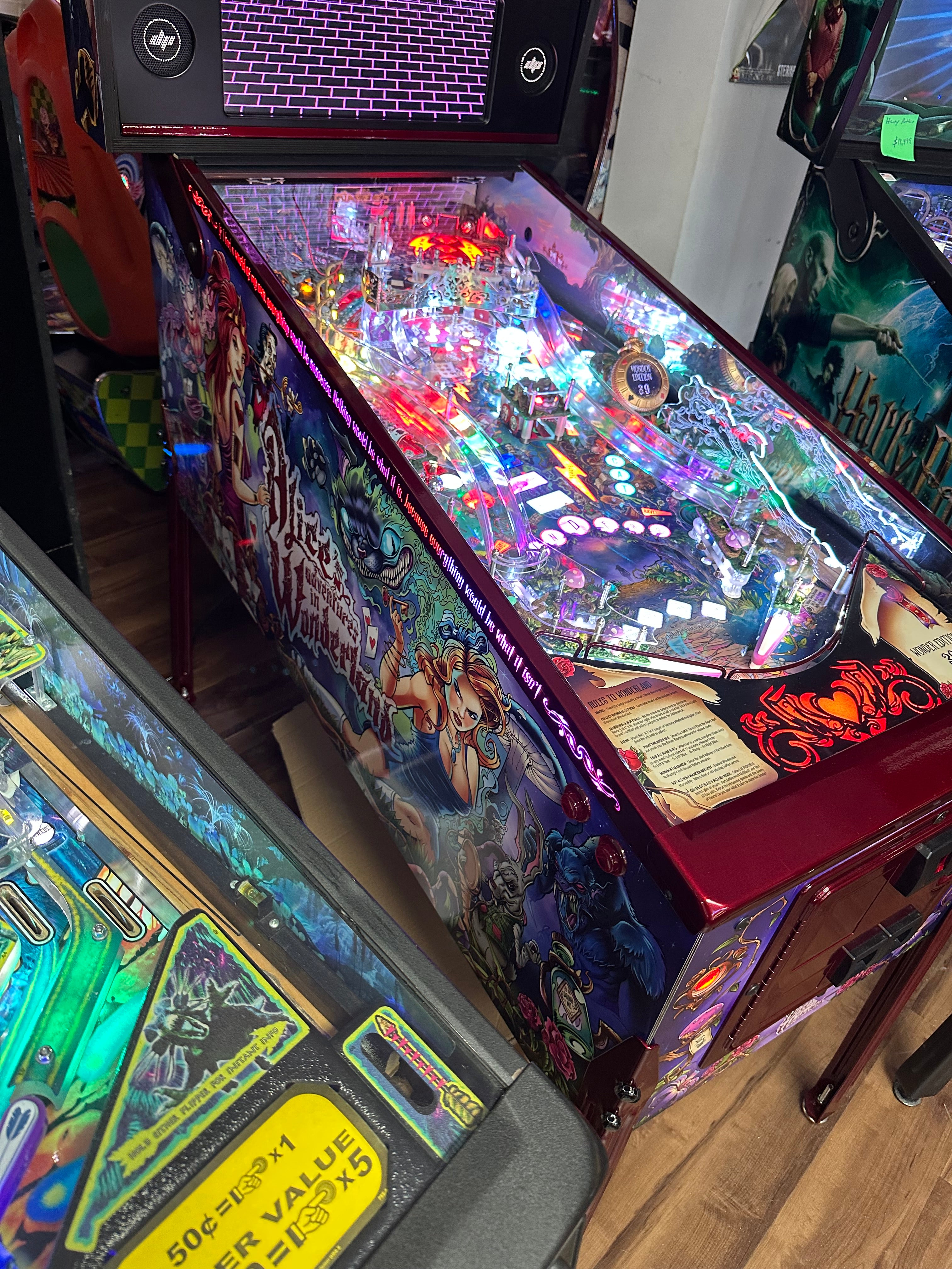 Dutch Pinball Alice's Adventures in Wonderland Pinball Machine with Topper