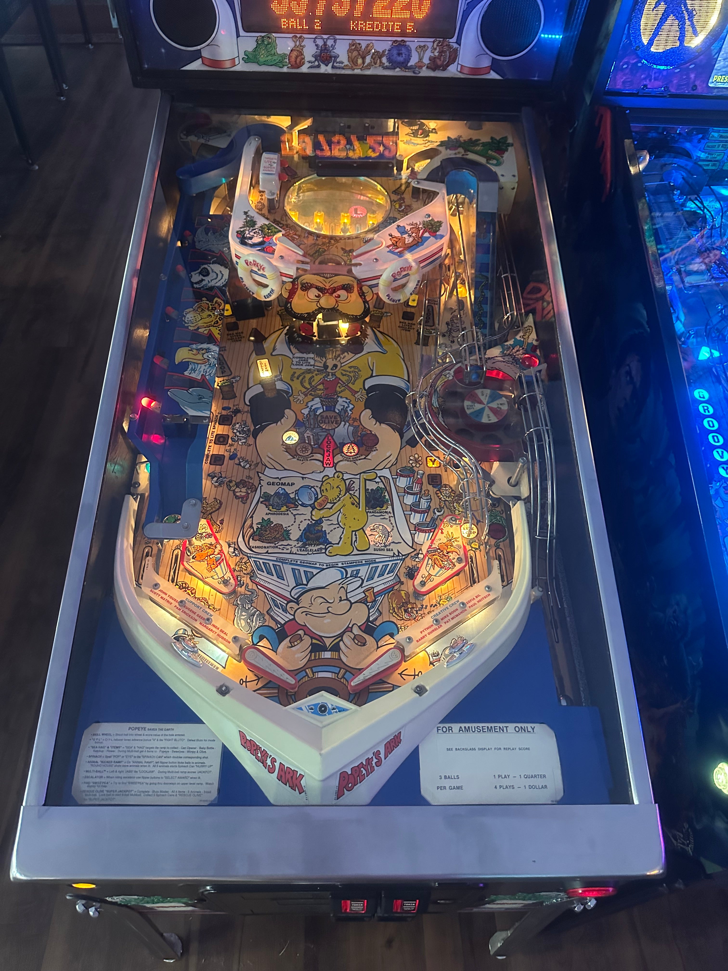 Bally Popeye Saves the Earth Pinball Machine