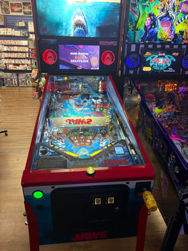 Stern Pinball LOADED Jaws 50th Anniversary Pinball Machine with Stern Topper