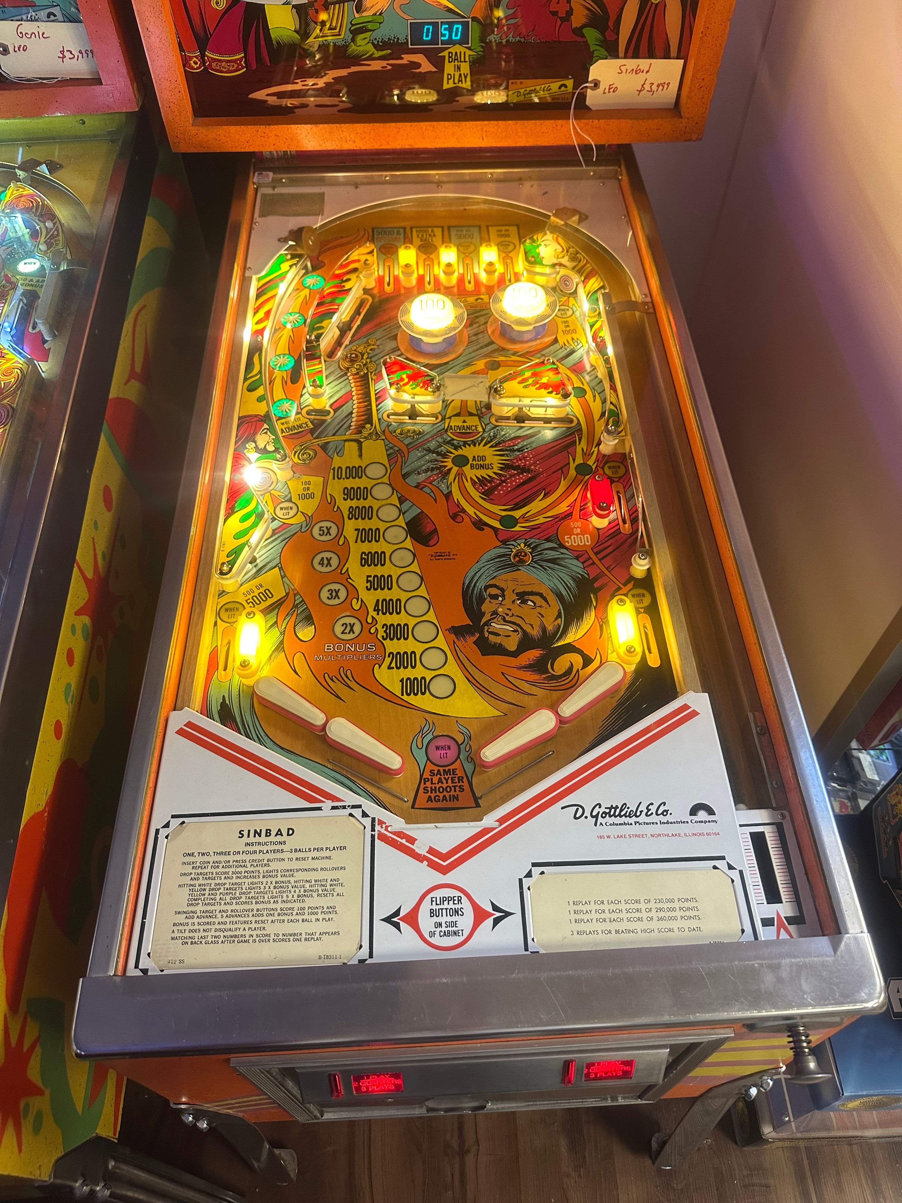 Gottlieb Sinbad Pinball Machine