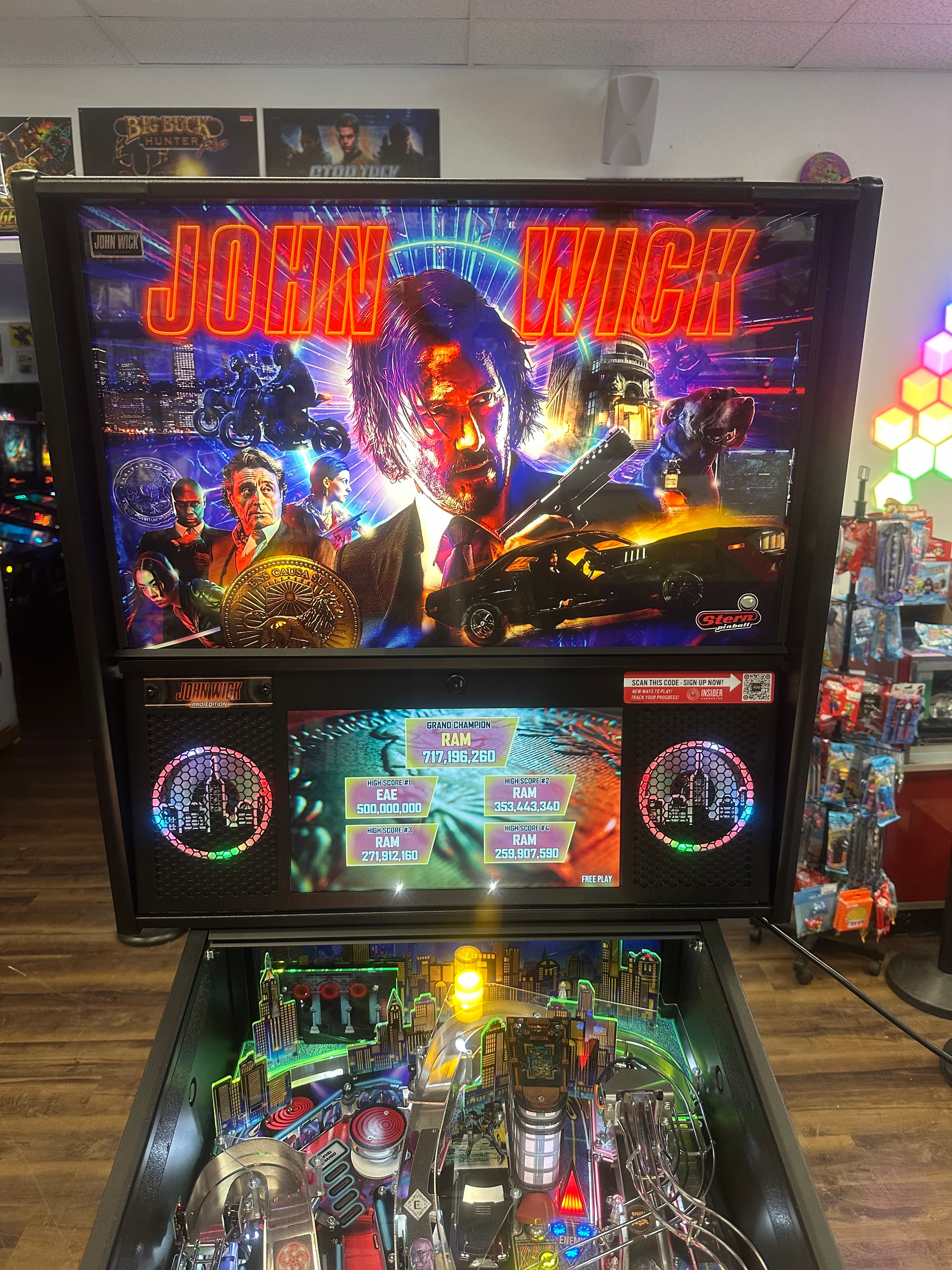 Stern Pinball John Wick Pro Pinball Machine with Upgrades