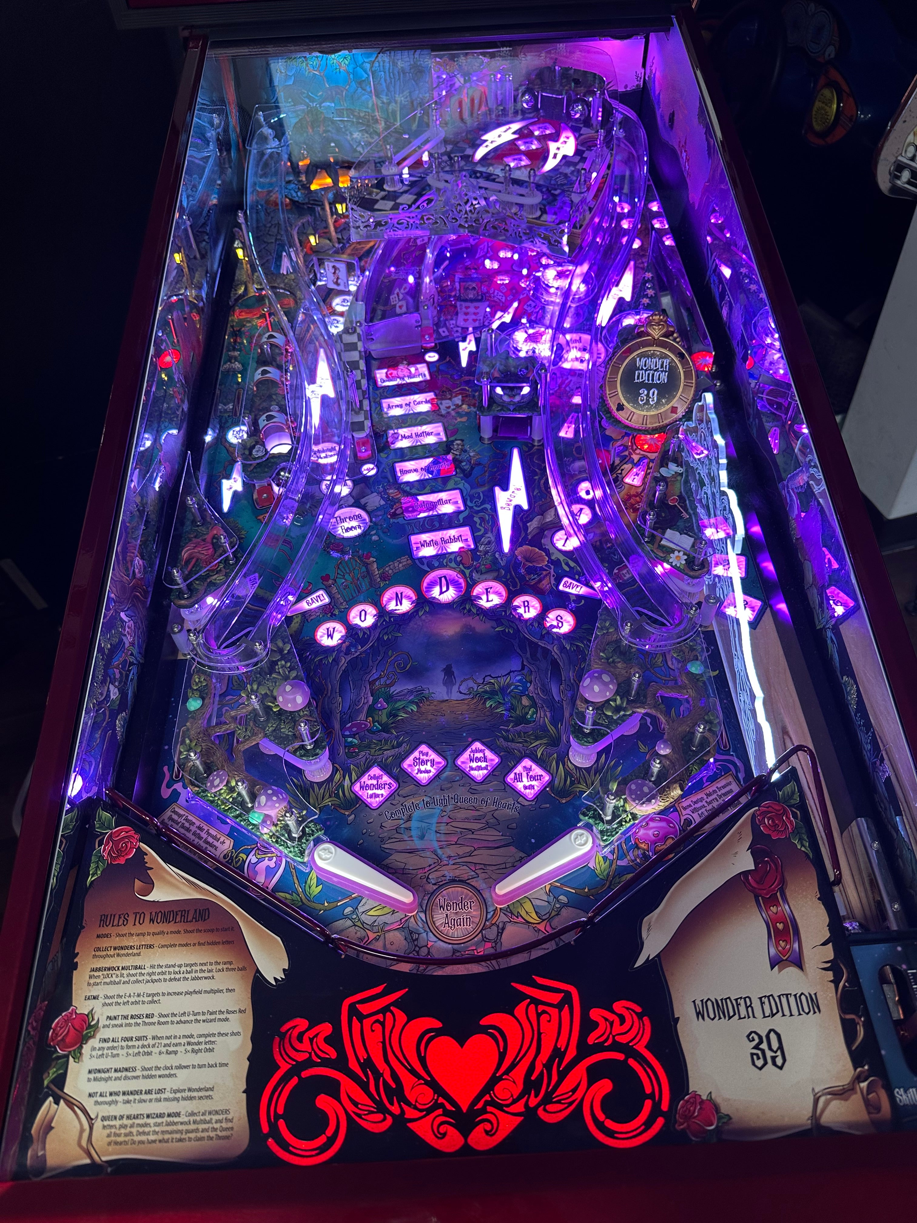 Dutch Pinball Alice's Adventures in Wonderland Pinball Machine with Topper