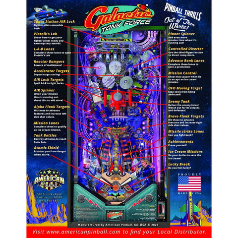 Image of American Pinball Galactic Tank Force Deluxe Pinball Machine